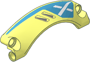 Technic Panel  9 x  2 x  3 Mudguard Arched with Rounded Top #42 with White X on Dark Azure Background and Silver Vents Right Pattern