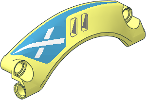 Technic Panel  9 x  2 x  3 Mudguard Arched with Rounded Top #42 with White X on Dark Azure Background and Silver Vents Left Pattern