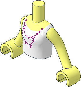Figure Friends Girl Torso with Arms with White Vest Top with Magenta Necklace Pattern