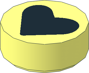 Tile  1 x  1 Round with Black Heart Pattern