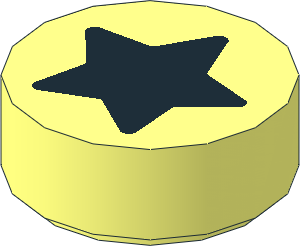 Tile  1 x  1 Round with Black Star Pattern