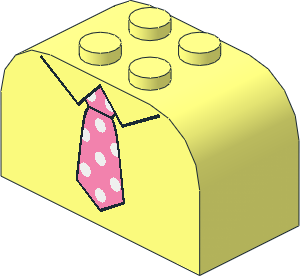 Brick  2 x  4 x  2 with Curved Top with Pink Tie and White Dots Pattern