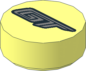 Tile  1 x  1 Round with Silver Italic 'GT' Pattern