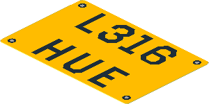 Sticker  1.9 x  2.9 with "L316 HUE" Licence Plate