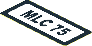 Sticker  0.7 x  1.7 with Black "MLC 75" and Black Border