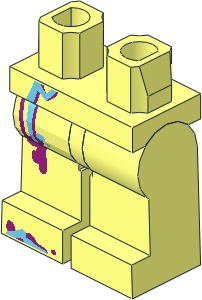 Minifig Hips and Legs with Medium Azure and Magenta Stripes Pattern