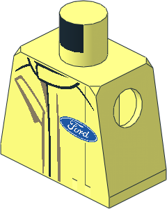 ~Minifig Torso with Race Suit with Ford Logos and Blue and Red Stripes Pattern - Without Stripes