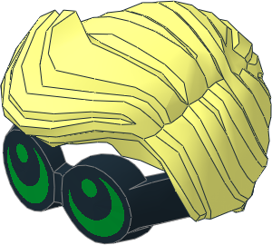 Minifig Hair Wavy Parted with Black Large Thick Glasses and Green Eyes Looking Up Pattern