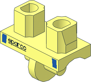 Minifig Hips with Black Sparco Logo and Blue Stripes Pattern