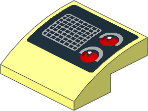 Slope Brick Curved  2 x  2 x  0.667 with Grey Air Vent and Red Taillamp on Black Background Right Sticker