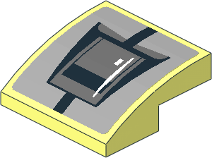 Slope Brick Curved  2 x  2 x  0.667 with Black Engine on Grey Background Sticker