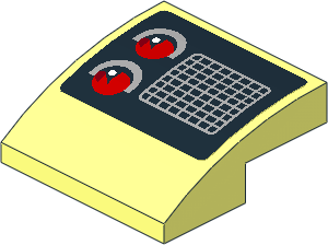 Slope Brick Curved  2 x  2 x  0.667 with Grey Air Vent and Red Taillamp on Black Background Left Sticker