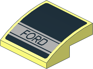 Slope Brick Curved  2 x  2 x  0.667 with Black Ford Text in Grey Stripe on Black Background Sticker