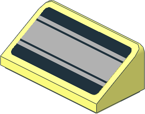 Slope Brick 31  1 x  2 x  0.667 with Grey Stripes on Black Background Sticker