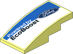 Slope Brick Curved  4 x  2 with Ford Logos on Blue and White Background Right Sticker