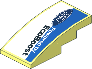 Slope Brick Curved  4 x  2 with Ford Logos on Blue and White Background Left Sticker