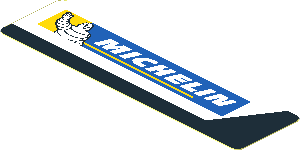 Sticker  0.8 x  3.0 with Michelin Logo in White Trapezoid on Black Background Right