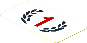 Sticker  1.0 x  1.8 with Red Number "1" and Black Laurel Wreath