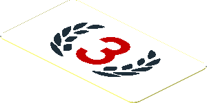 Sticker  1.0 x  1.8 with Red Number "3" and Black Laurel Wreath