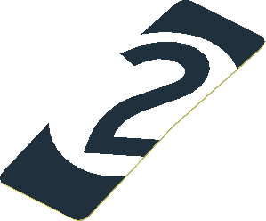 Sticker  1.9 x  0.8 with Black Number 2 in White Disc on Black Background (Formed)