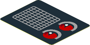 Sticker  1.4 x  1.8 with Grey Air Vent and Red Taillamp on Black Background Right