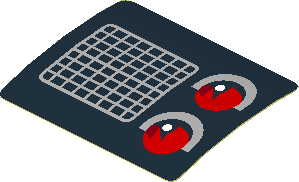 Sticker  1.4 x  1.8 with Grey Air Vent and Red Taillamp on Black Background Right (Formed)