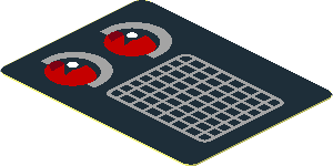 Sticker  1.4 x  1.8 with Grey Air Vent and Red Taillamp on Black Background Left