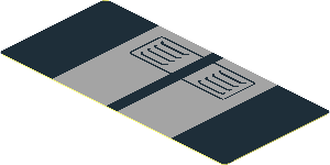 Sticker  1.8 x  3.8 with Black Air Vents in Grey Stripes on Black Background