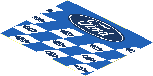 Sticker  4.6 x  5.8 with Ford Logos on Blue and White Background