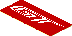 Sticker  0.8 x  1.8 with White GT Logo on Red Background