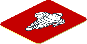 Sticker  1.0 x  0.8 with Michelin Man Running on Red Background