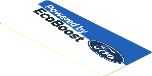 Sticker  1.8 x  4.0 with Ford Logos on Blue and White Background Right