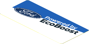 Sticker  1.8 x  4.0 with Ford Logos on Blue and White Background Left