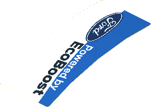 Sticker  1.8 x  4.0 with Ford Logos on Blue and White Background Left (Formed)