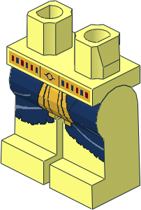 Minifig Hips and Legs with Dark Blue and Gold Loincloth Pattern