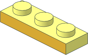 Plate  1 x  3 with Metallic Gold Front Face Pattern