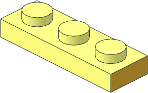 Plate  1 x  3 with Metallic Gold Side Face Pattern