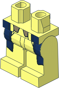 Minifig Hips and Legs with Dark Blue Coattails and Dark Tan Vest Tails Pattern
