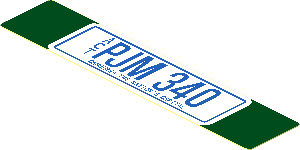 Sticker  0.7 x  3.6 with "PJM 340" Australian License Plate on Dark Green Background