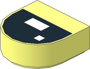 Tile  1 x  1 with Rounded End with White Rectangle and Square on Black Background Pattern