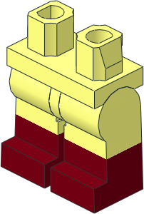 Minifig Hips and Legs with Dark Red Lower Leg Pattern