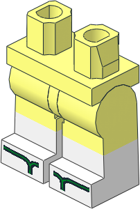 Minifig Hips and Legs with White Lower Leg and Green Sandals Pattern