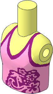 Figure Friends Girl Torso with Bright Pink Halter Top with Palm Tree, Waves and Flowers Pattern