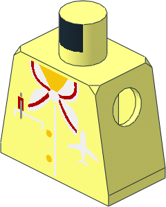 Minifig Torso with Female Airplane Crew Jacket, Pocket, Pen, Scarf and Logo Pattern