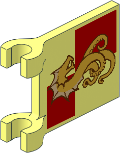 Flag  2 x  2 Square with Sea Monster on Red Quarters Pattern