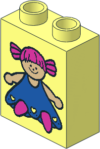 Duplo Brick  1 x  2 x  2 with Blue Doll Pattern