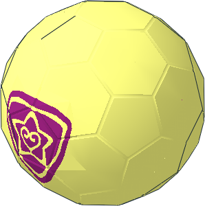 Minifig Soccer Ball with Two Magenta Outlined Heart and Star Pattern