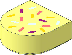 Tile  1 x  1 with Rounded End with Coral, Light Aqua, Magenta and Yellow Sprinkles Pattern