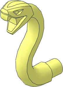 Animal Snake Head with Open Mouth, Fangs and Curved Neck with Bar