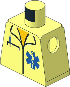 Minifig Torso with Hospital EMT Star of Life, Open Collar, Pocket Pen Pattern